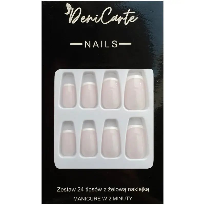 Deni carte French Nails - unghie artificiali in stile french, varie fantasie Quadrato Delicato Francese