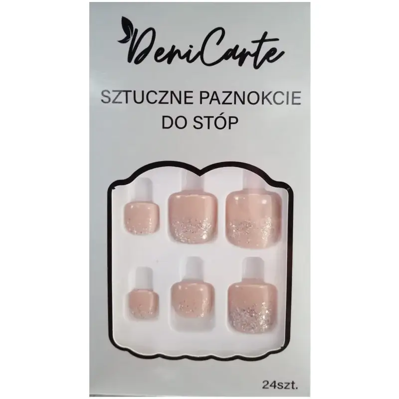 Deni carte Unghie artificiali, punte dei piedi, glitter color carne