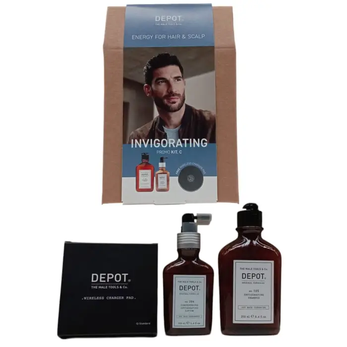 Depot Kit rinvigorente C Set 100 Detergente Capelli No 105, Multivitaminico, Shampoo Capelli, Anti-Caduta, 250 ml + 200 Trattamenti Capelli
