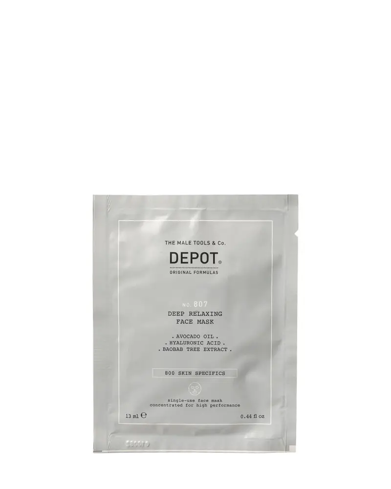 Depot Set,, 800 specifiche per la pelle n. 807, acido ialuronico, lenitivo/idratante e nutriente, maschera in tessuto, per il viso, giorno