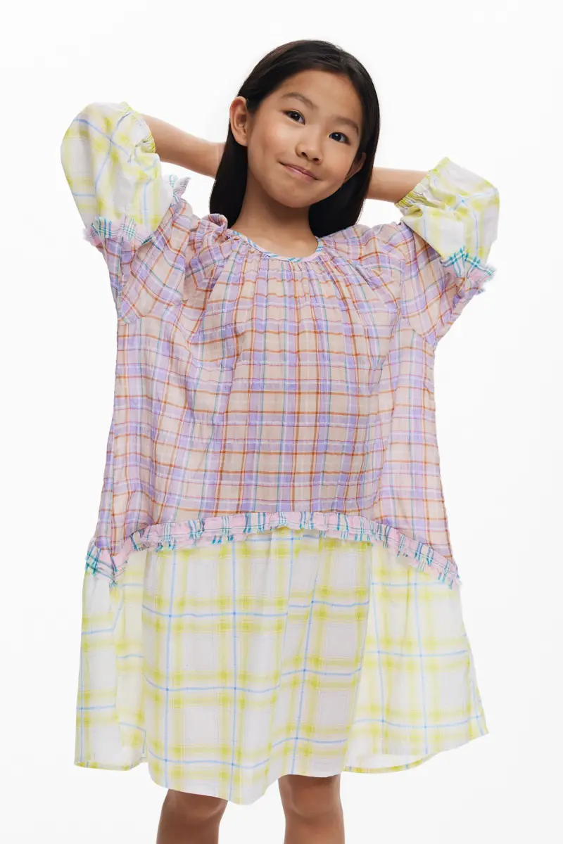 Desigual Abito a quadri con volant MATERIAL FINISHES