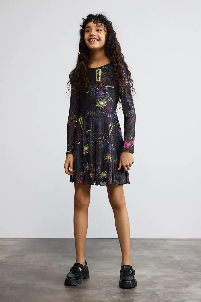 Desigual abito in maglia stampato BLACK