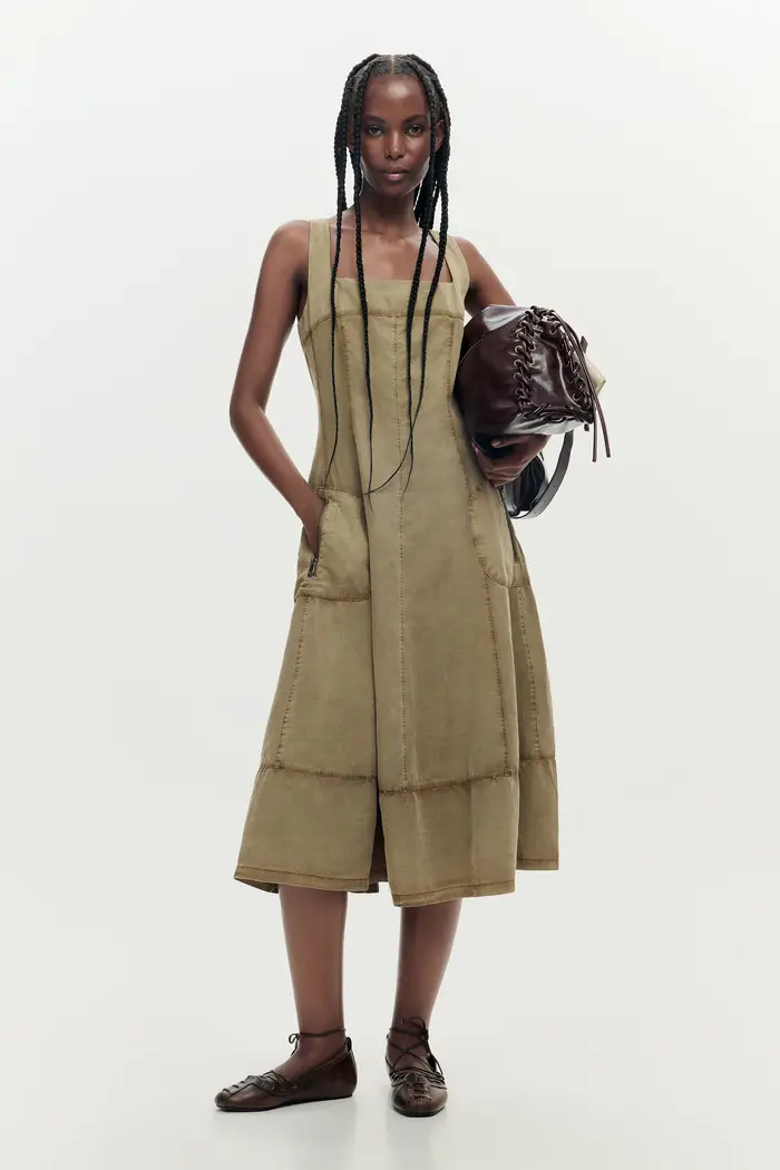Desigual abito midi con cuciture BROWN