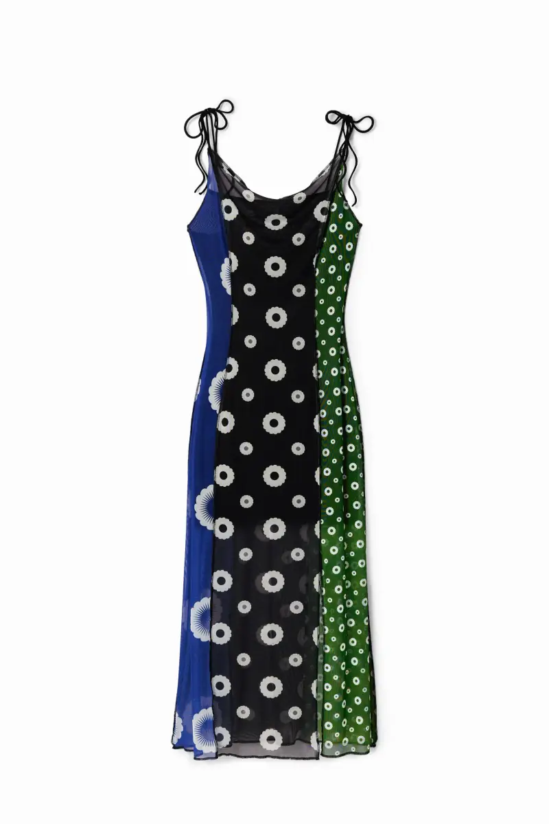 Desigual Abito midi sottoveste geometrico GREEN