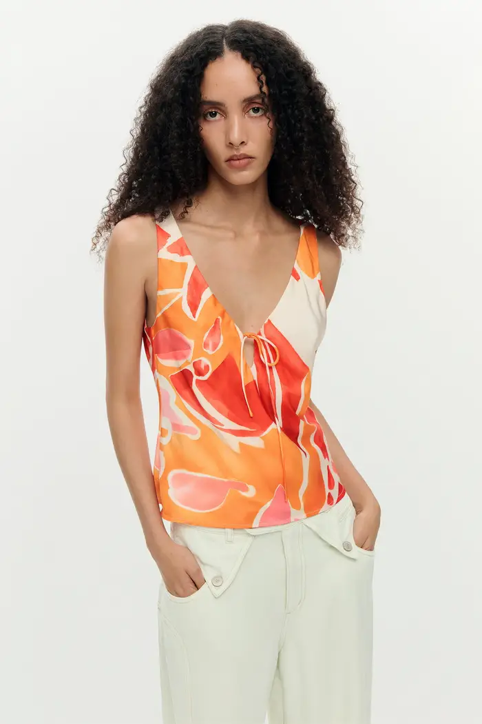 Desigual Blusa a spalline petali ORANGE