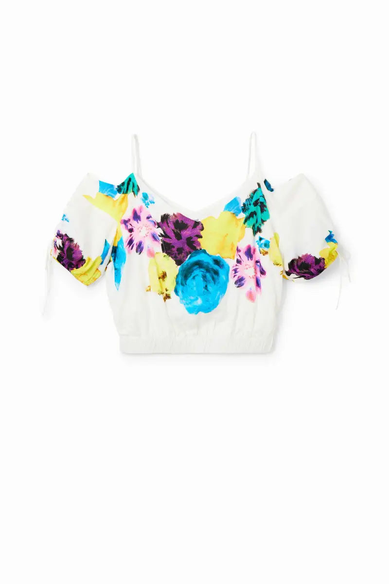 Desigual Blusa corta fiori arricciati M.Christian Lacroix WHITE