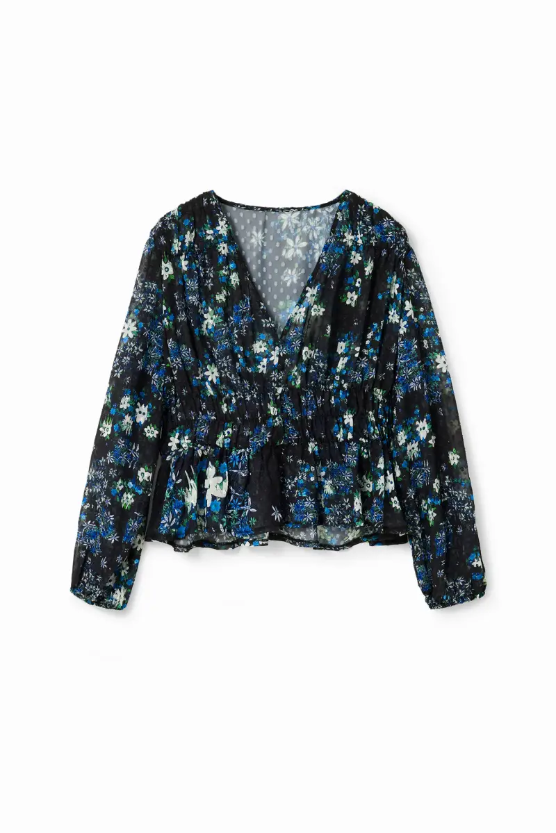 Desigual Blusa plumetis fiori BLUE
