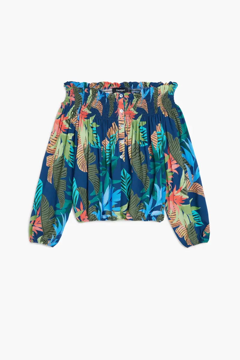 Desigual Blusa stampata con scollo a barca BLUE