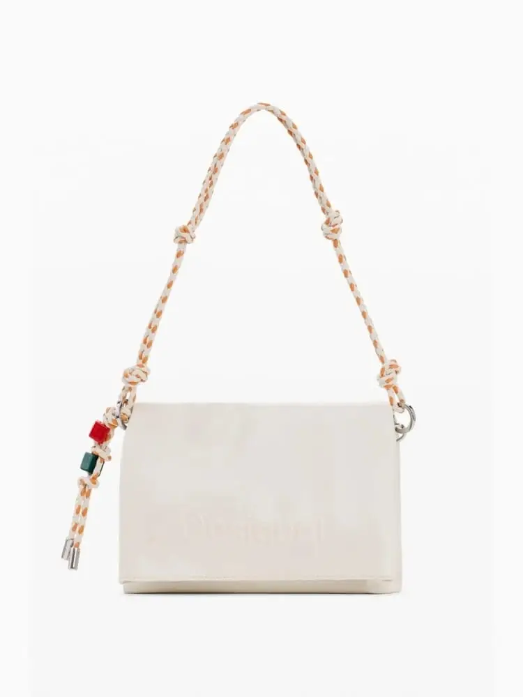 Desigual borsa a mano con tracolla venecia 4 0 in ecopelle panna con logo
