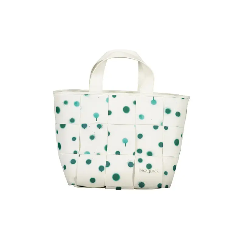 Desigual Borsa Donna Bianca a Mano e Spalla con Tracolla Catena Bianco
