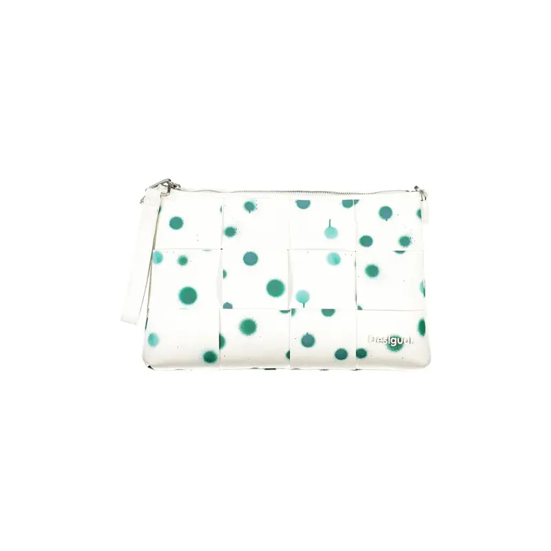 Desigual Borsa Donna Bianco a Mano Pois con Tracolla e Catena