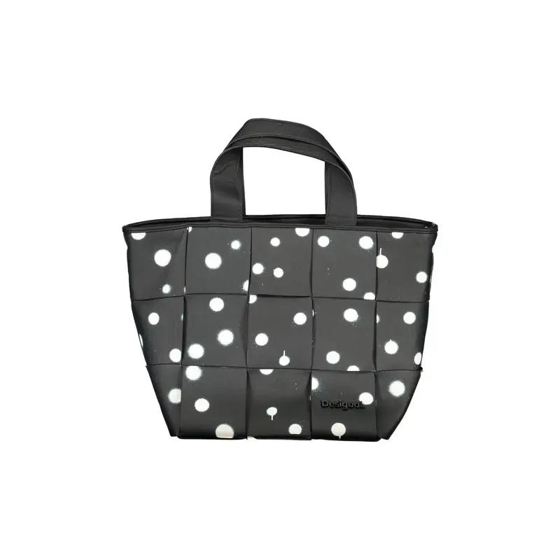 Desigual Borsa Donna Nera a Mano e Spalla con Tracolla Catena Nero