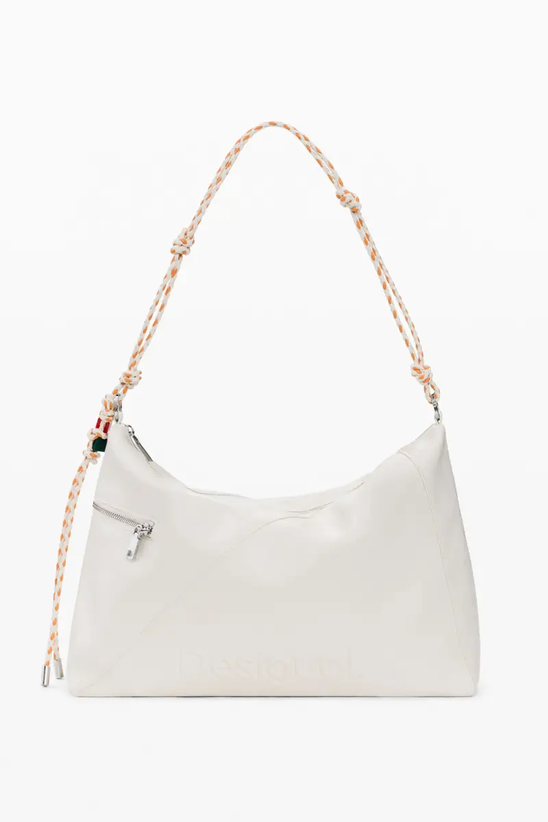 Desigual Borsa a Spalla Donna Bianca Logo Bianco