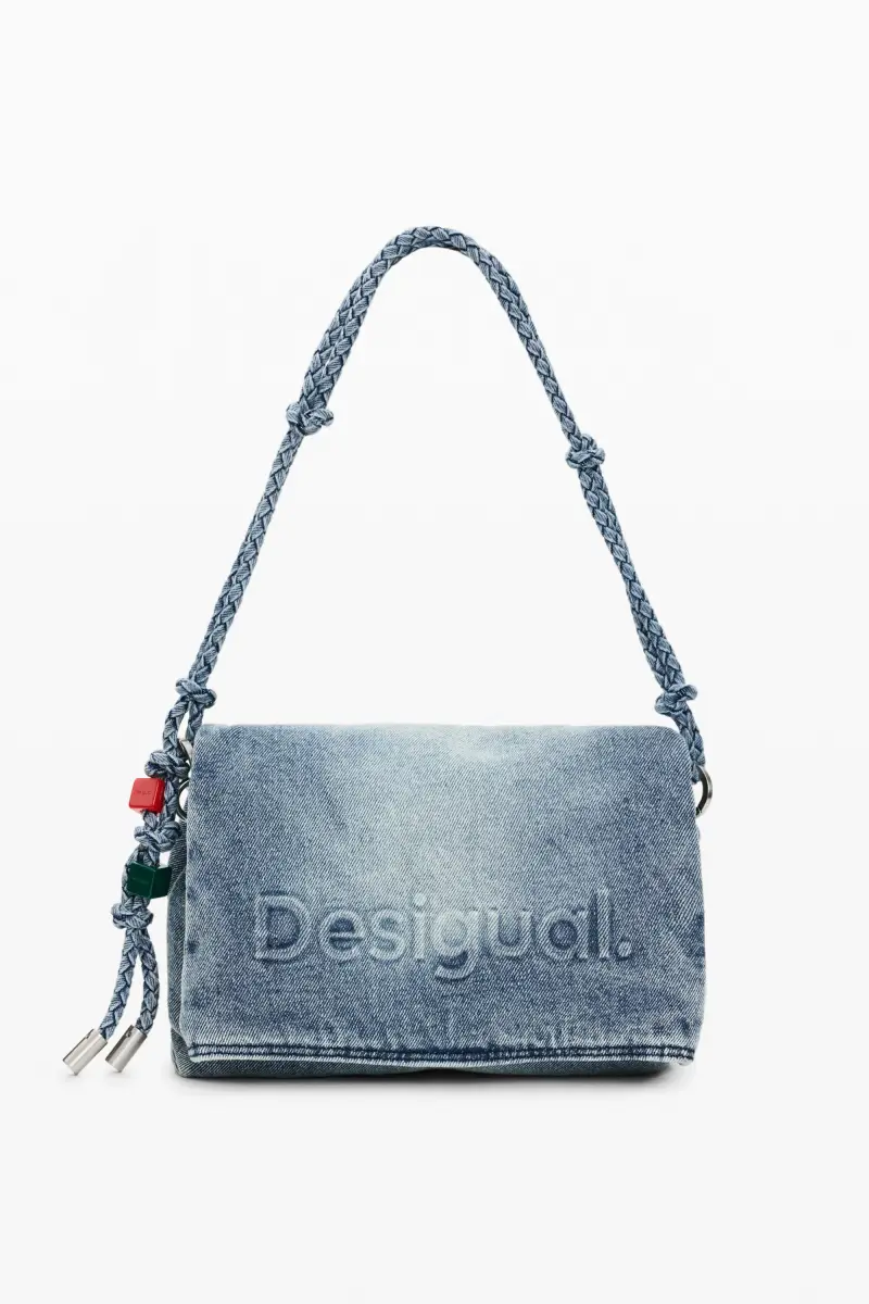Desigual Borsa a Spalla Donna Azzurra Logo Azzurro