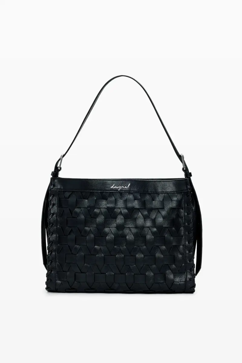 Desigual Borsa a Spalla Donna Nera Logo Nero