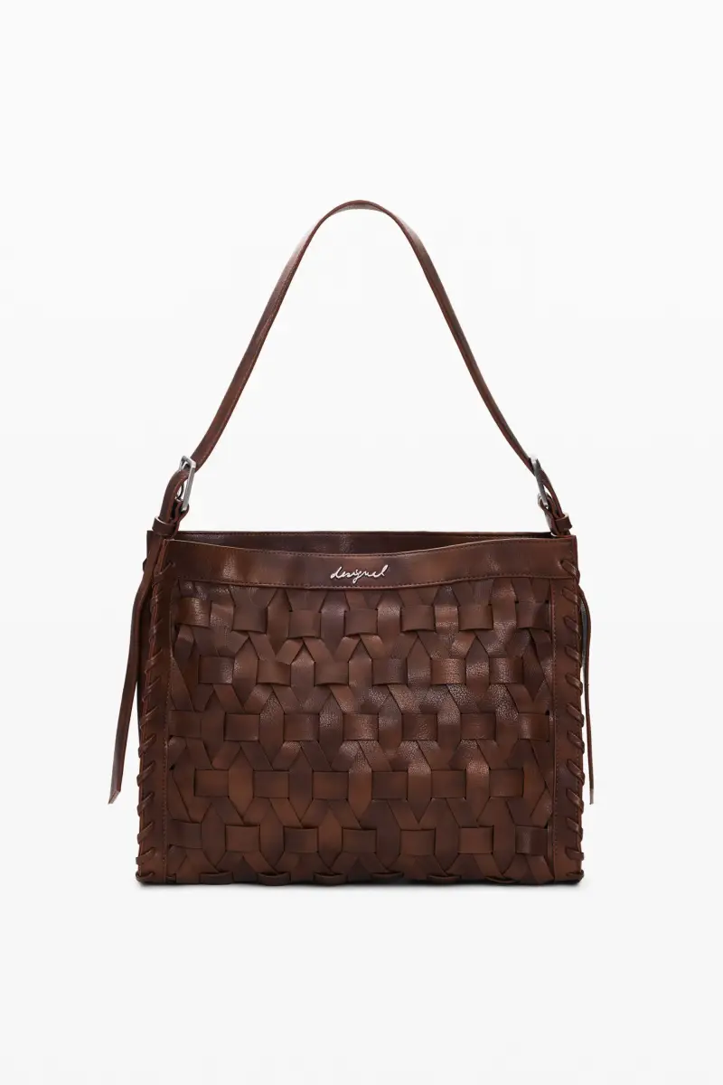 Desigual Borsa a Spalla Donna Marrone Chiusura con Zip