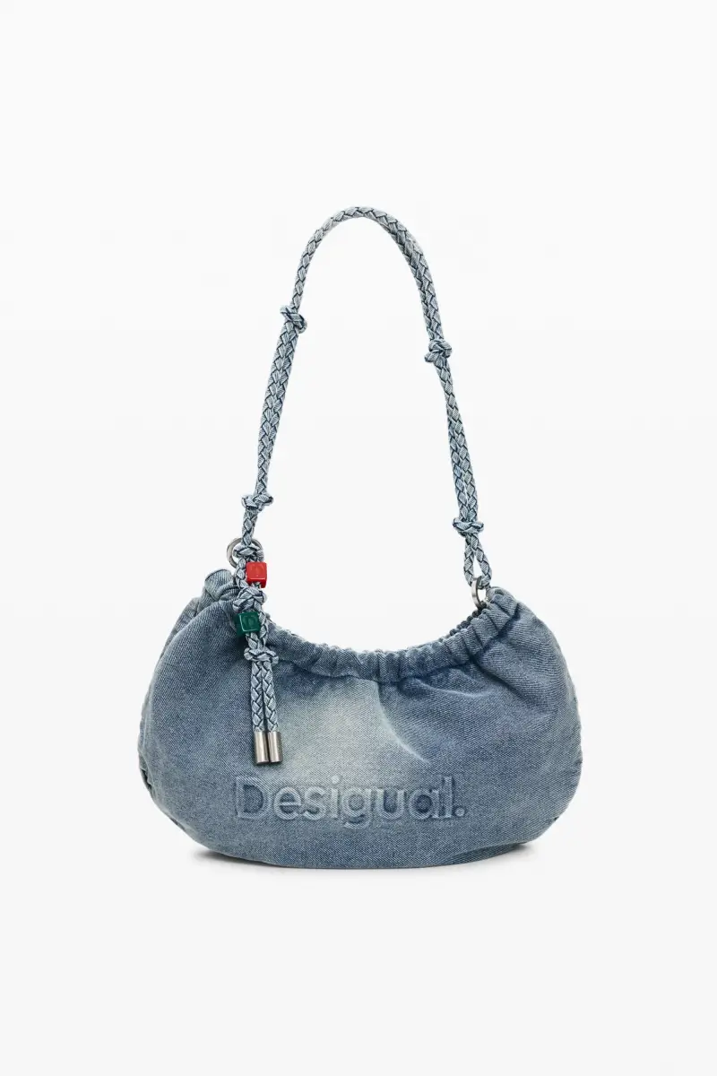 Desigual Borsa a Spalla Donna Azzurra Logo Azzurro