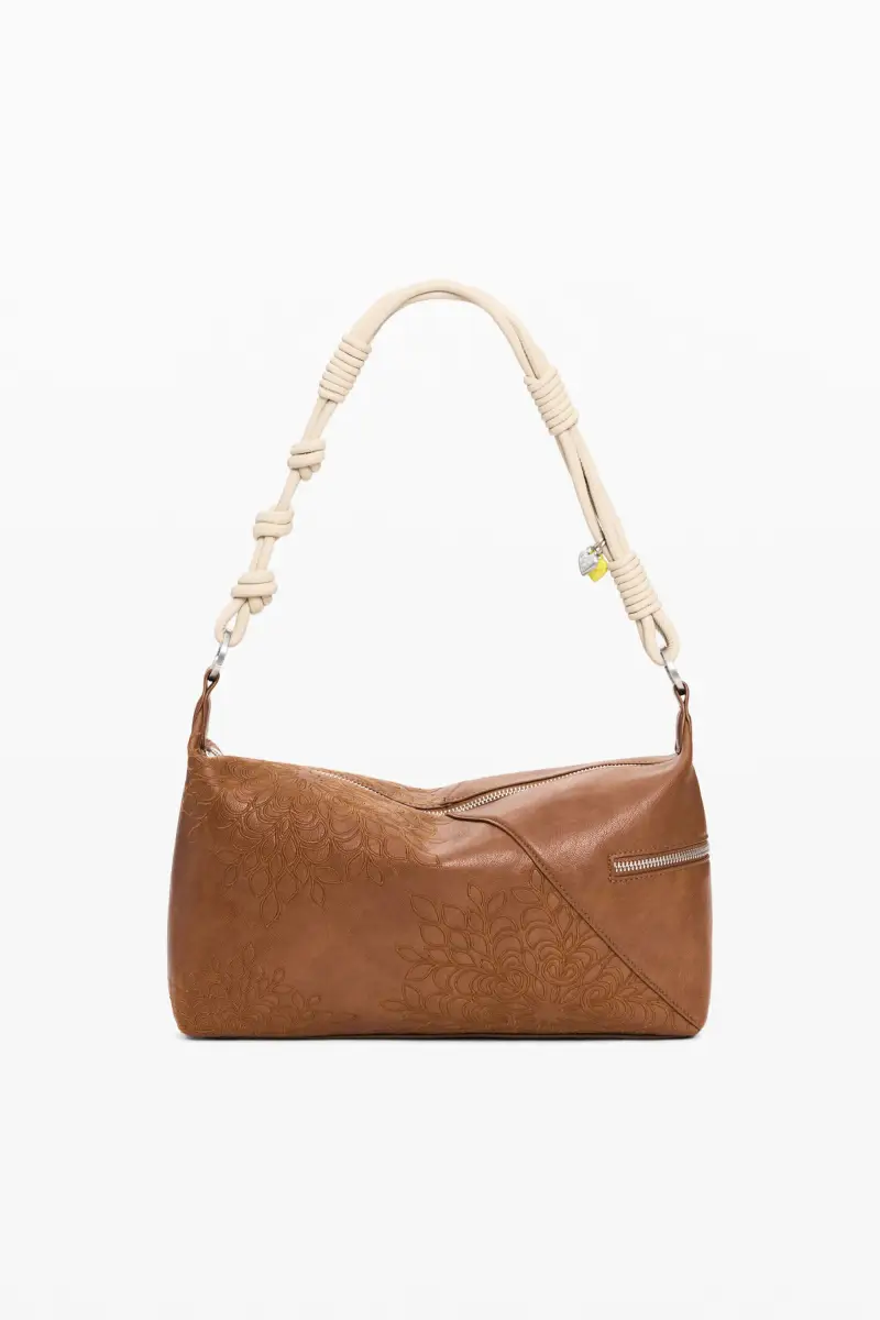 Desigual Borsa media ricamata BROWN