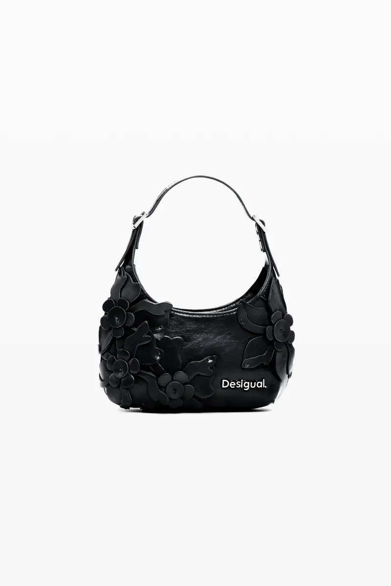 Desigual Borsa piccola con applicazioni floreali BLACK