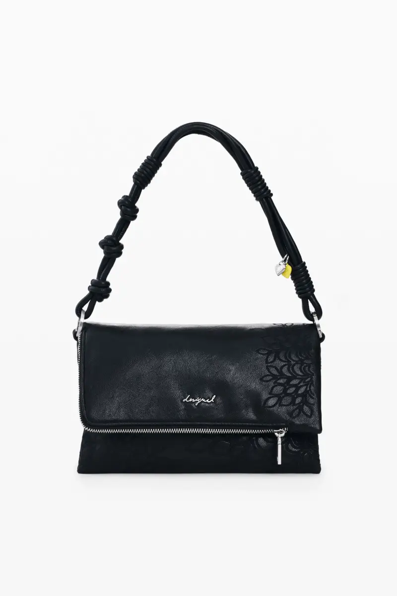Desigual Borsa piccola con patta ricamata BLACK