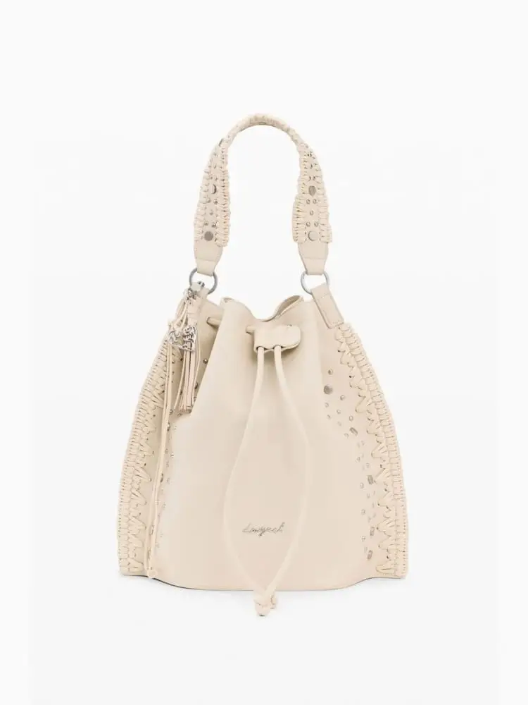 Desigual borsa zaino gallium harlan in ecopelle panna con borchie
