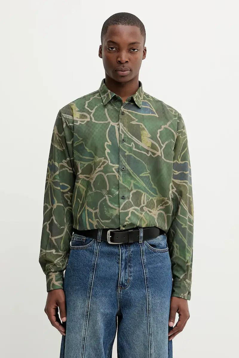 Desigual camicia BANGKOK uomo colore verde 25WMCW29