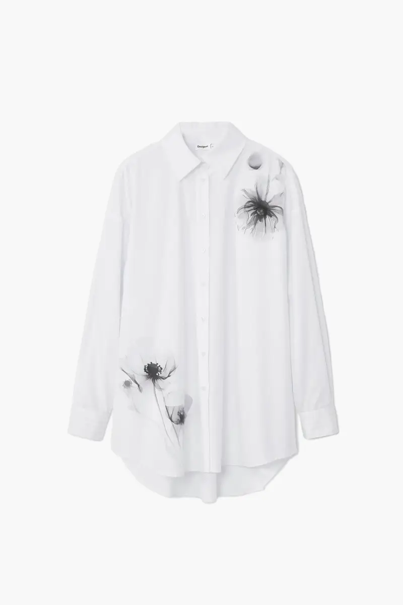 Desigual Camicia con stampa di papaveri WHITE