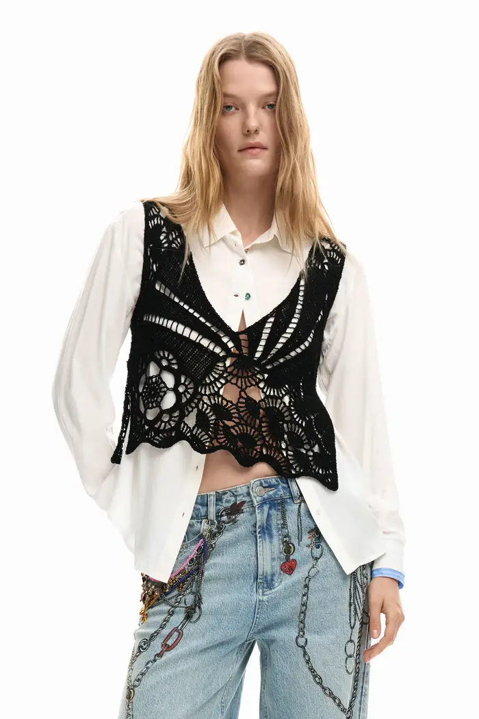 Desigual Camicia manica lunga 2 in 1 WHITE