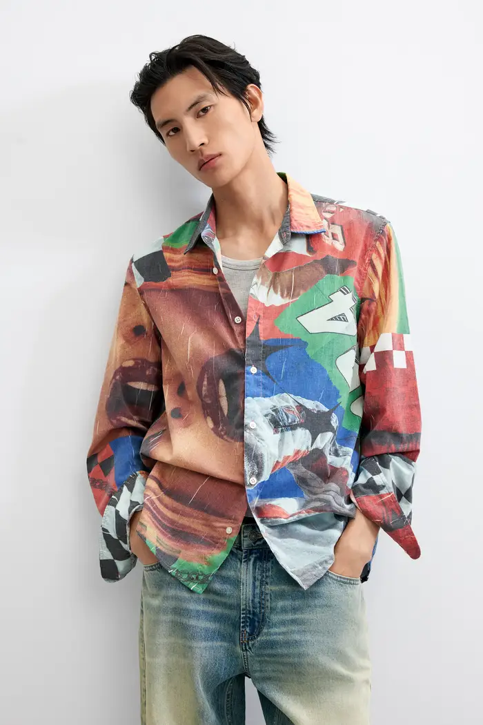 Desigual Camicia stampata collage RED