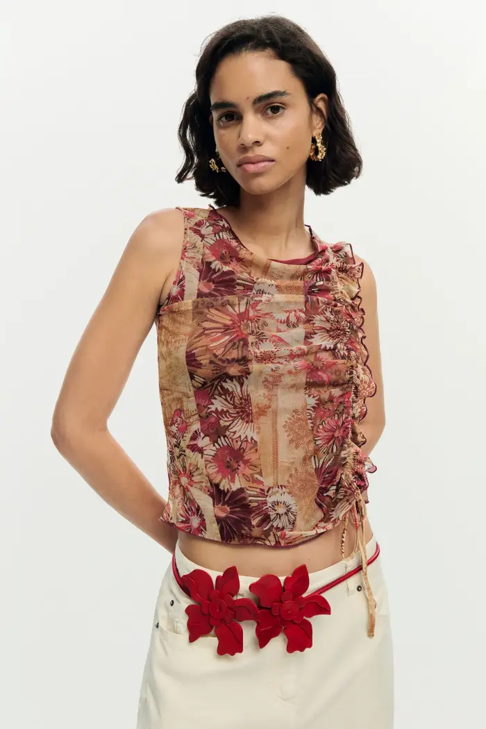 Desigual canottiera stampata MATERIAL FINISHES