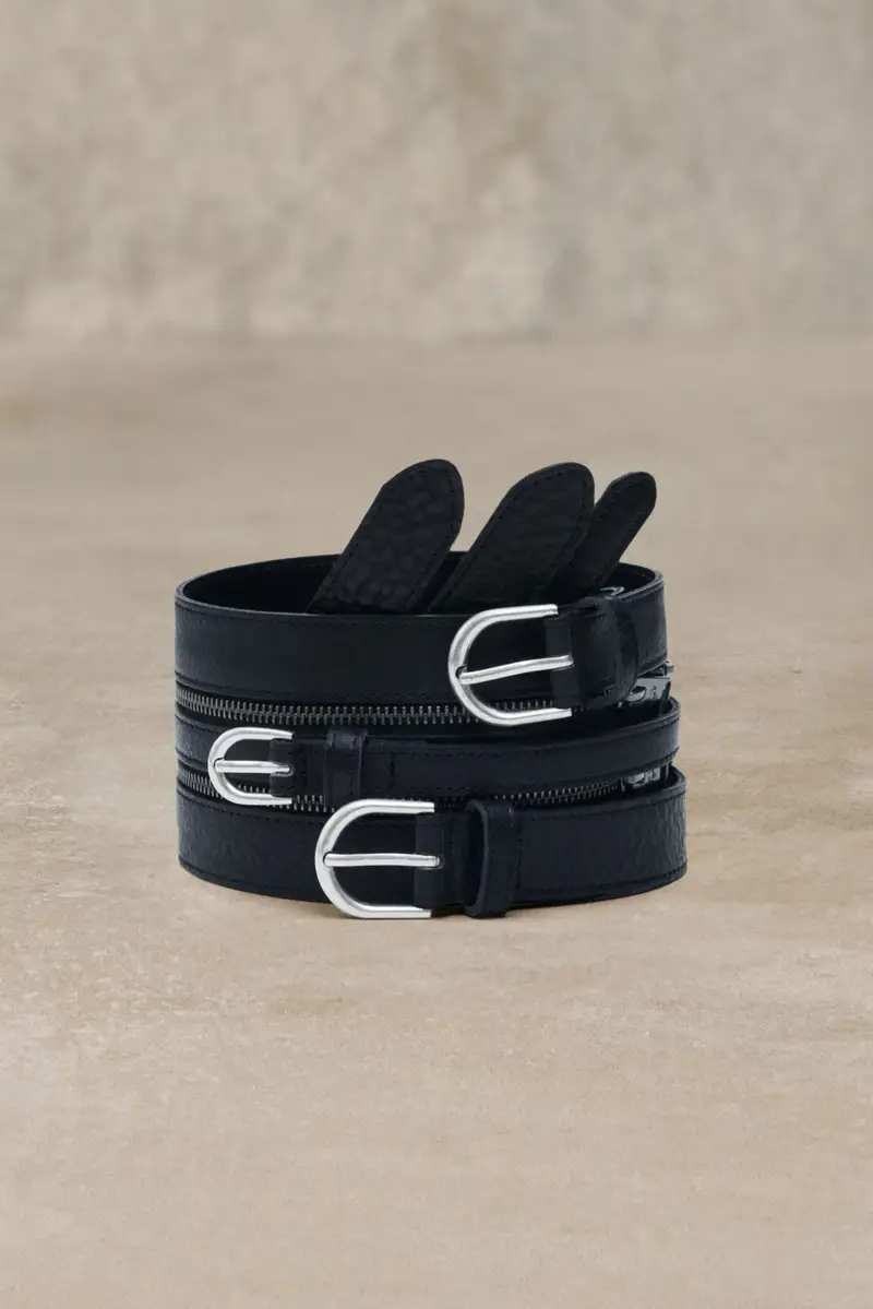 Desigual Cintura tripla fascia in pelle studio BLACK