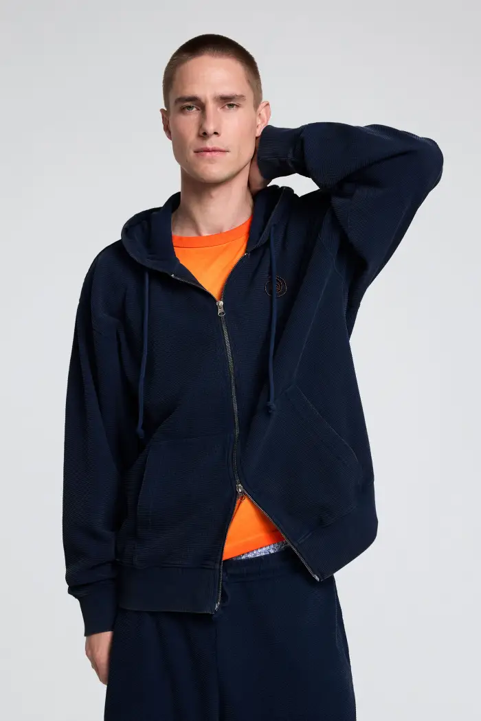 Felpa con cappuccio a maglia BLUE