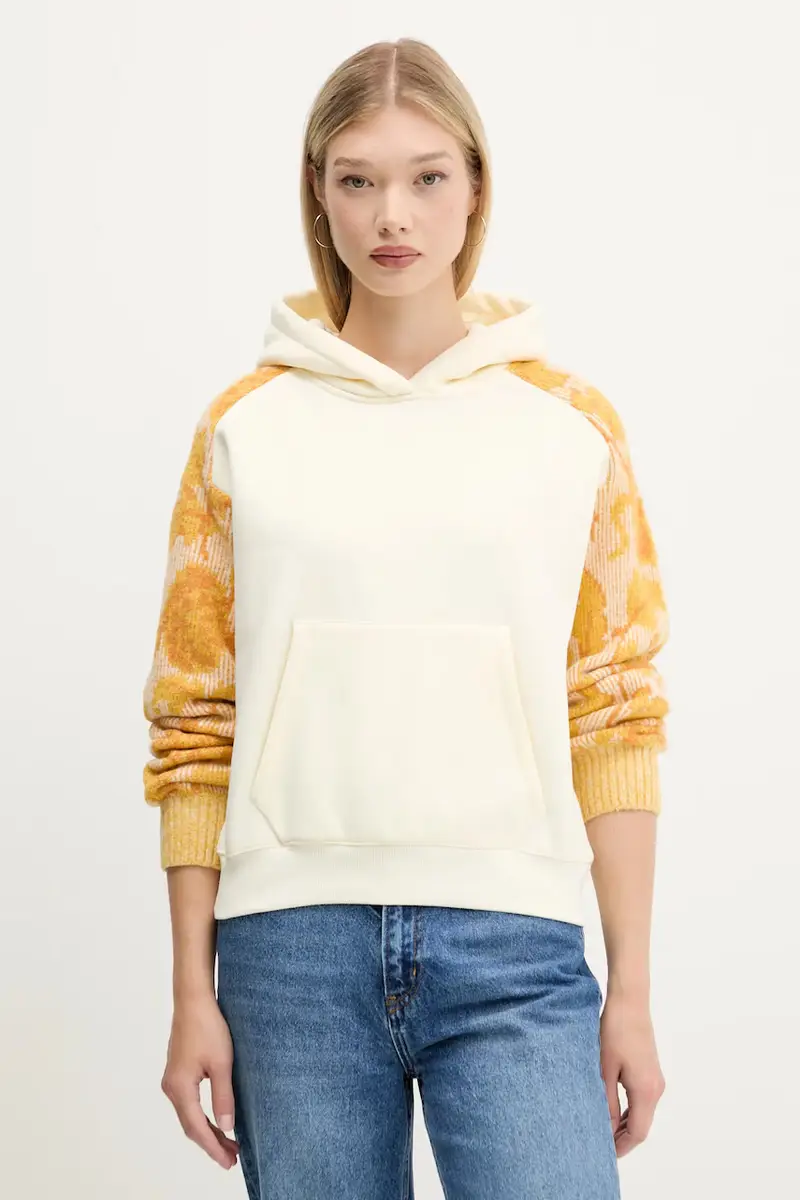 Desigual felpa MANI donna colore beige con cappuccio 25WWSK07