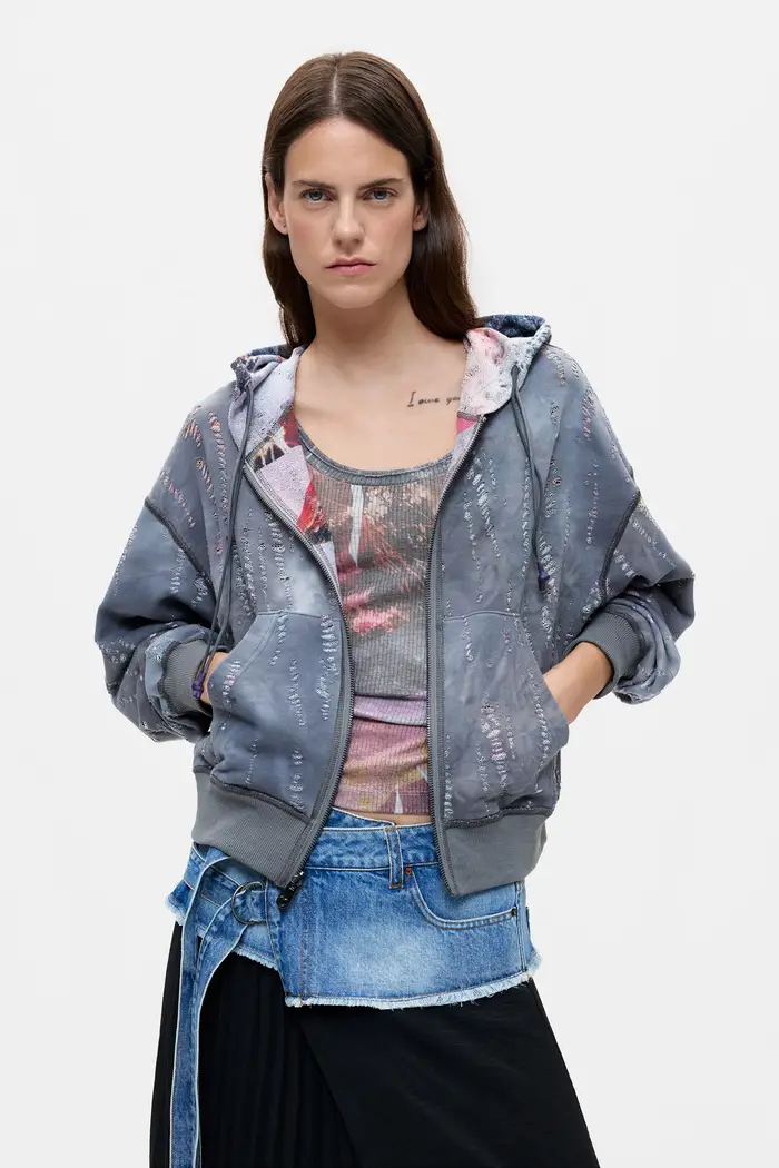 Desigual Felpa reversibile stampata BLACK