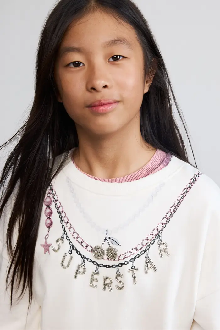 Desigual felpa stampata con catena WHITE