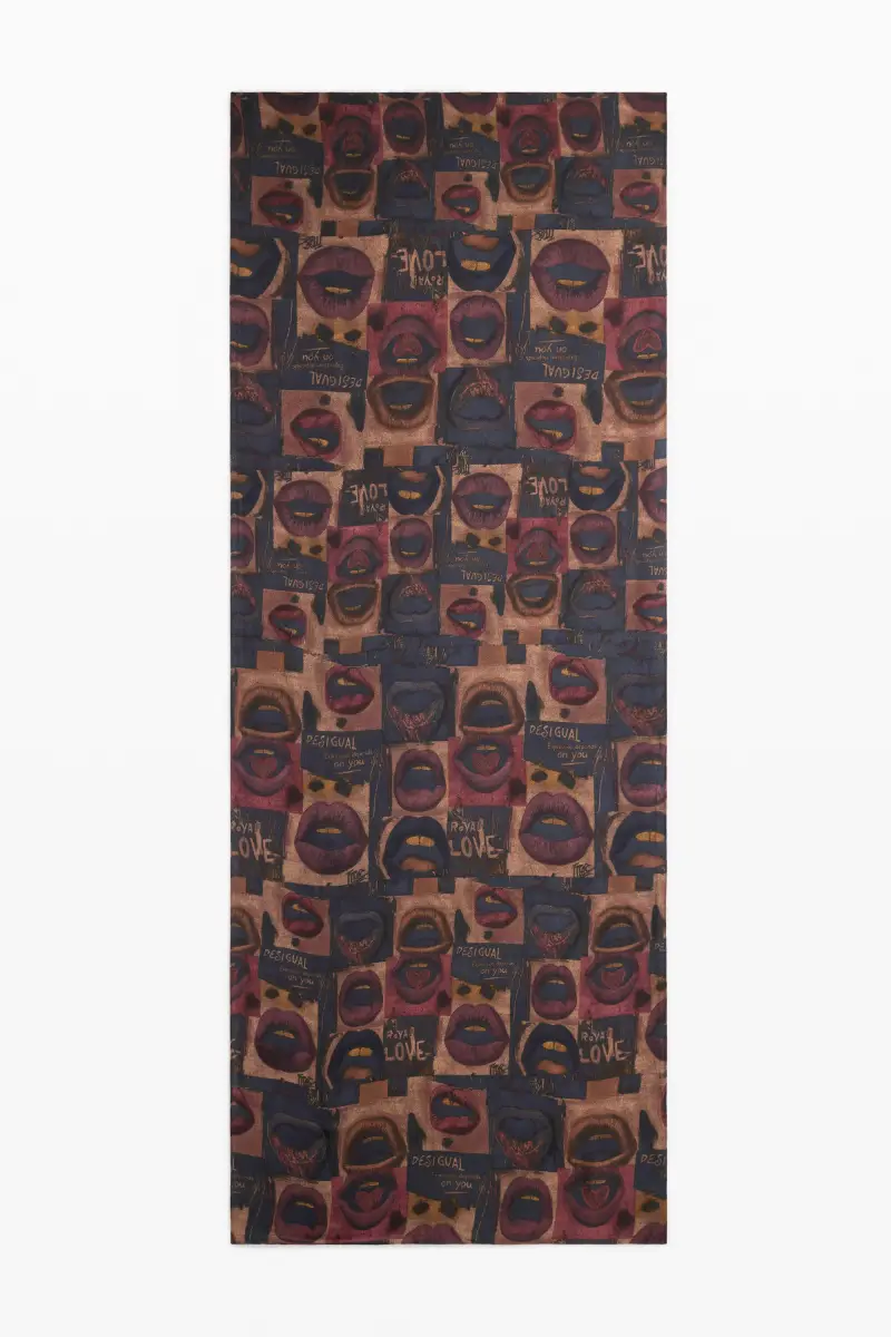 Desigual FOULARD RETTANGOLARE BOCAS BROWN