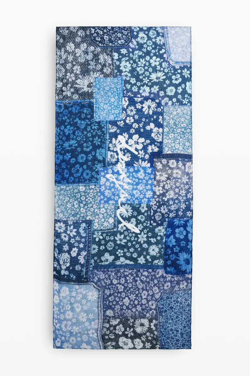 Desigual Foulard rettangolare con patch denim BLUE