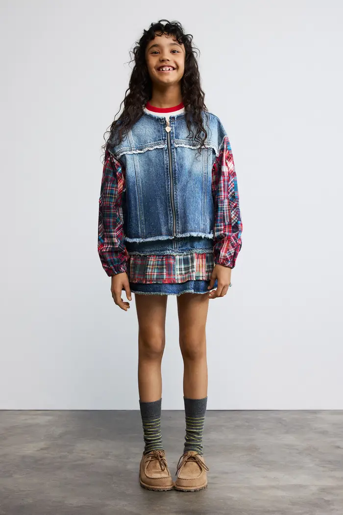 Desigual giacca di jeans a quadri BLUE