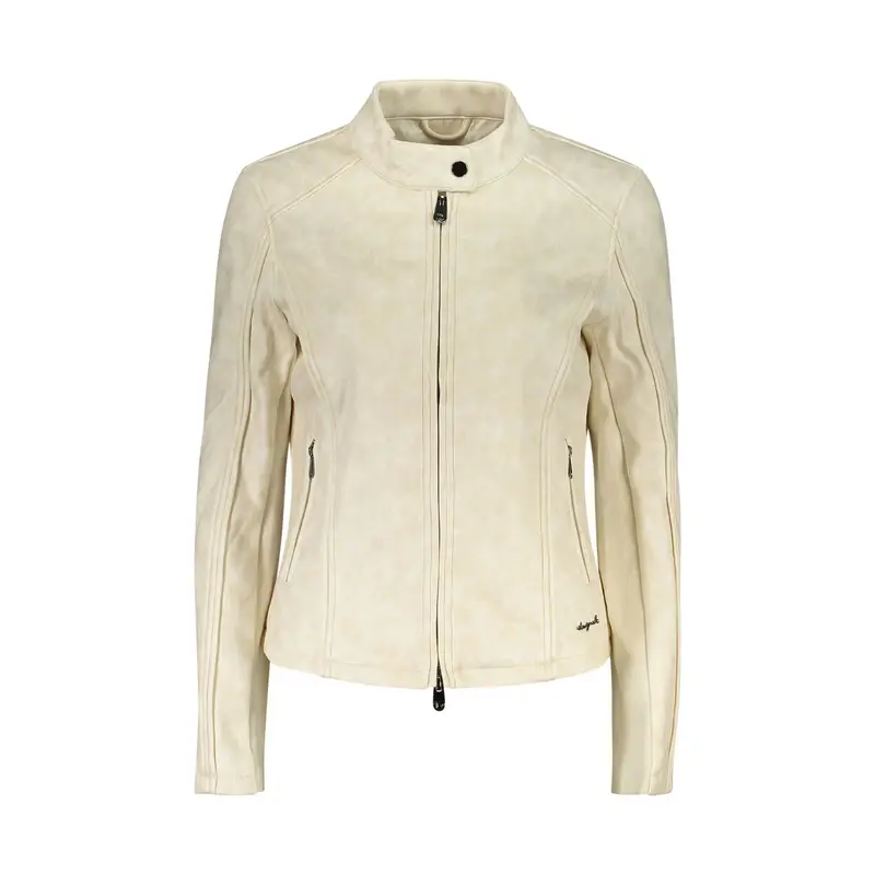 Desigual Giubbotto Maniche Lunghe Donna Bianco Zip