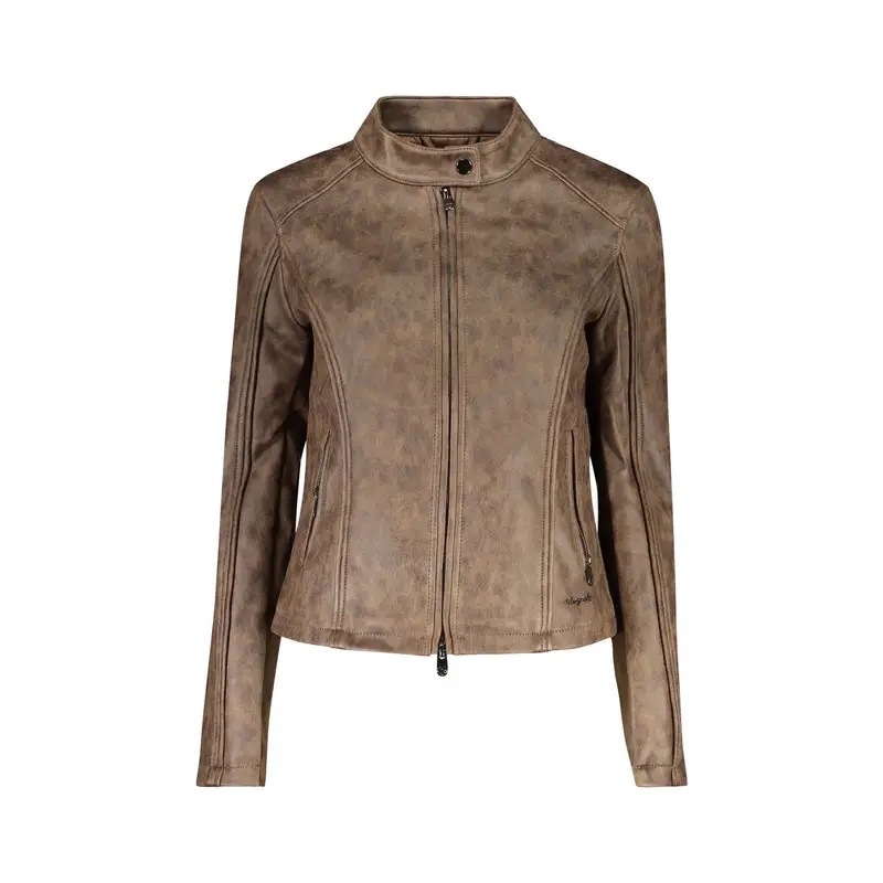 Desigual Giubbotto Maniche Lunghe Donna Marrone Zip Logo