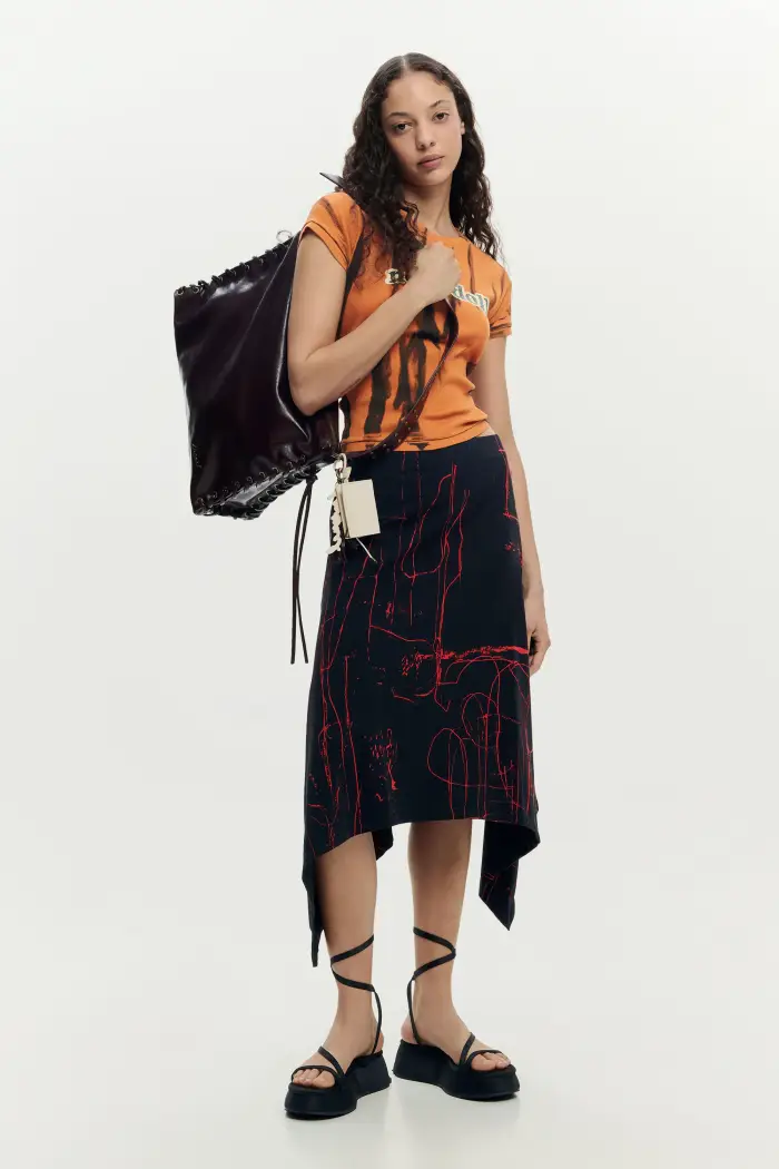 Desigual gonna asimmetrica stampata BLACK
