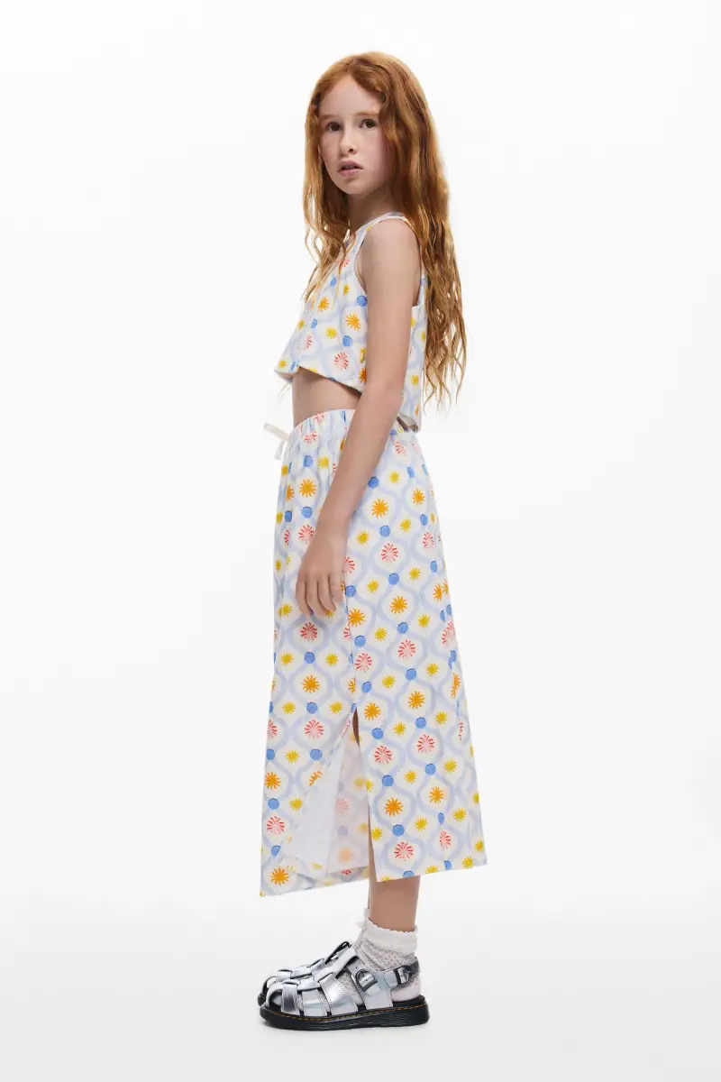 Desigual Gonna midi a fiori WHITE