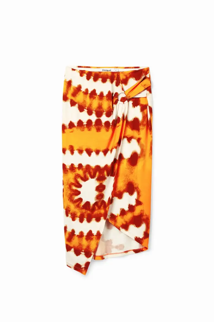 Desigual Gonna midi portafoglio effetto tie-dye ORANGE