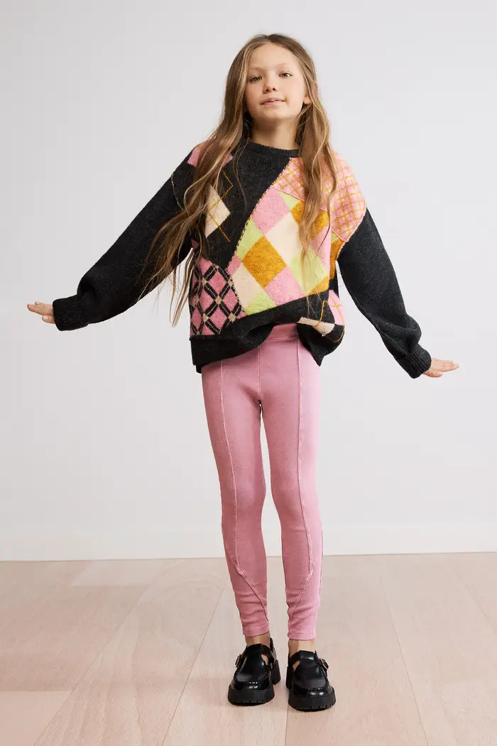 Desigual leggings a maglia lisci RED