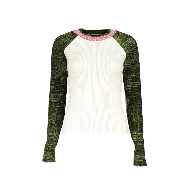 Desigual Maglia Donna Bianca con Dettagli a Contrasto Bianco
