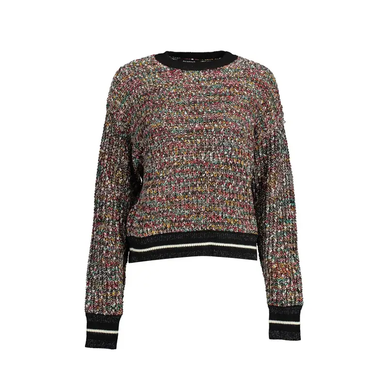 Desigual Maglia Donna Nera Dettagli a Contrasto Nero
