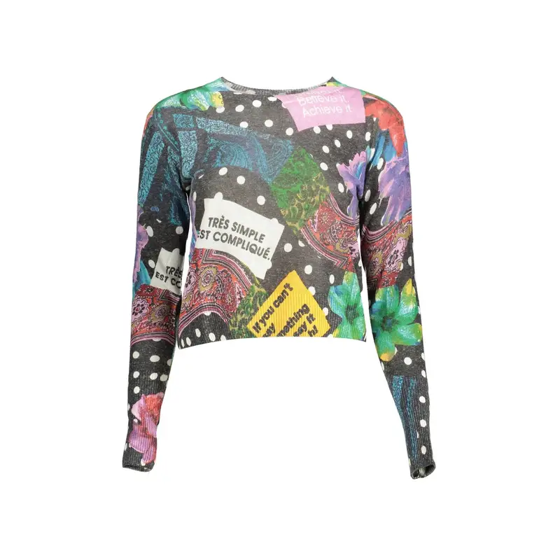 Desigual Maglia Donna Nera Dettagli a Contrasto Nero