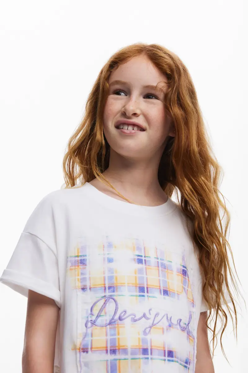 Desigual Maglietta a maniche corte a quadri WHITE