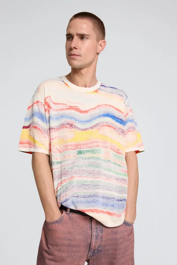 Desigual Maglietta con stampa astratta MATERIAL FINISHES