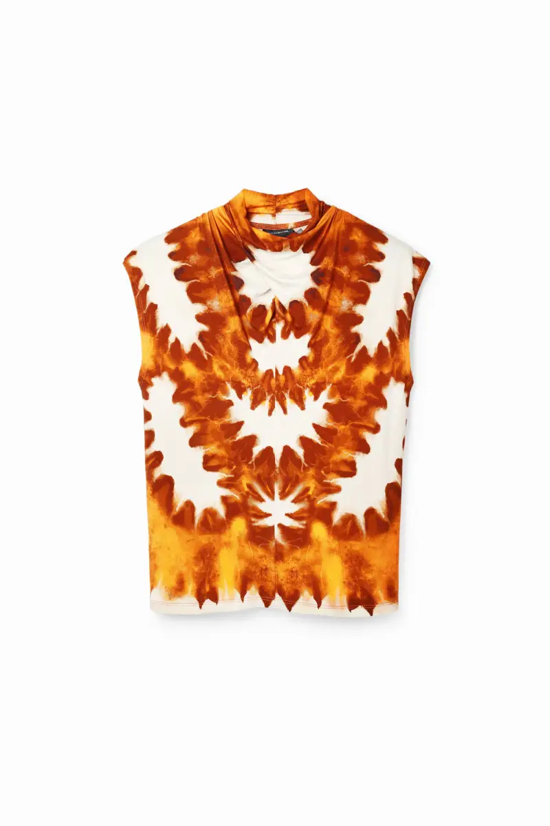 Desigual Maglietta drappeggiata effetto tie-dye ORANGE
